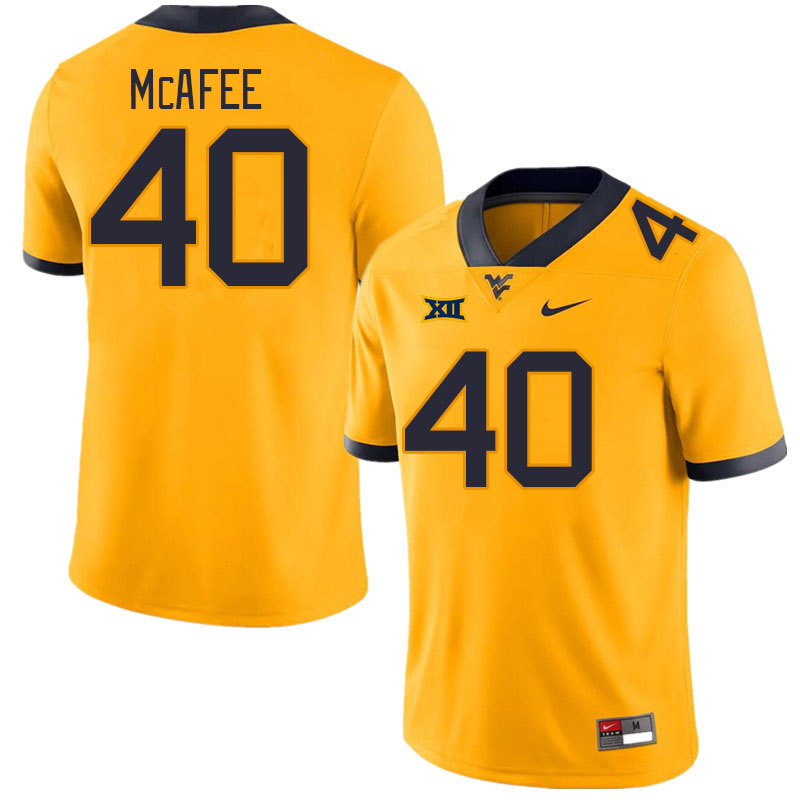 West Virginia Mountaineers #40 Pat McAfee College Football Jerseys Stitched Sale-Gold